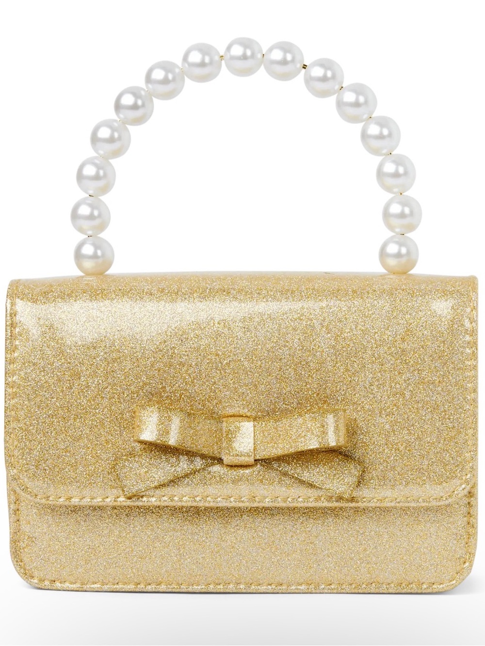 Gymboree Gold Glitter Bow Bag with Pearl Handle